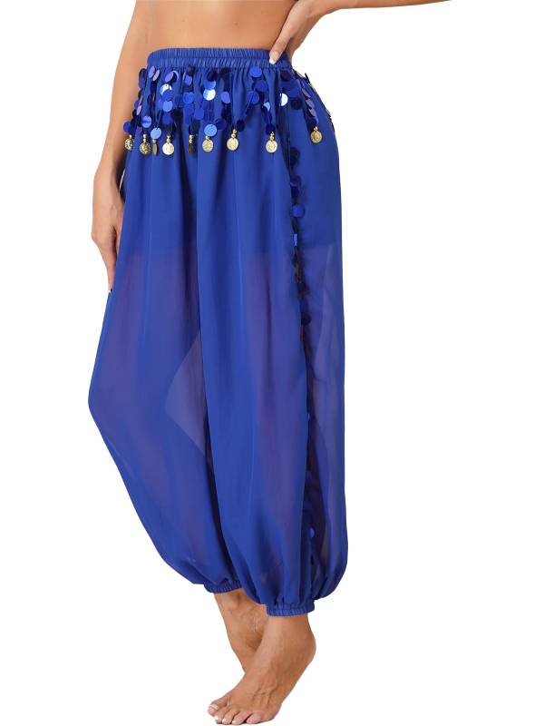 Women Sequins Side Split Belly Dance Bloomers thumb