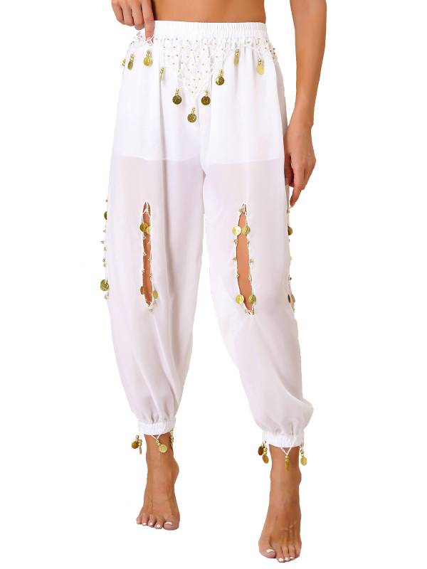 Women Hollow Out Chiffon Belly Dance Pants thumb