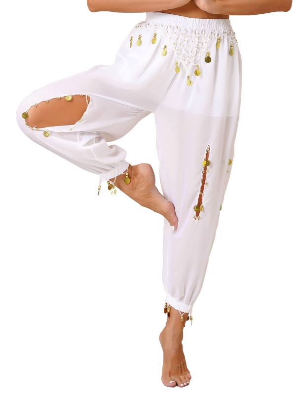 Women Hollow Out Chiffon Belly Dance Pants thumb