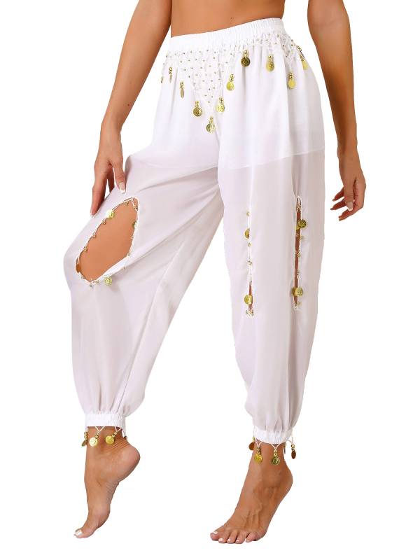 Women Hollow Out Chiffon Belly Dance Pants thumb