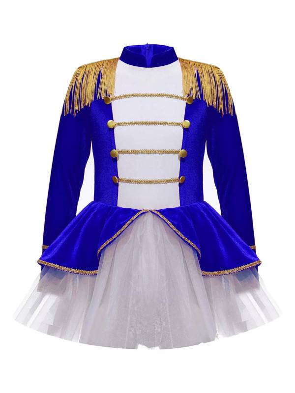 Girls Christmas Circus Costume Long Sleeve Mesh Tutu Leotard Dress thumb