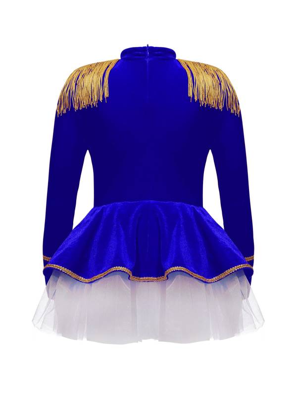 Girls Christmas Circus Costume Long Sleeve Mesh Tutu Leotard Dress thumb