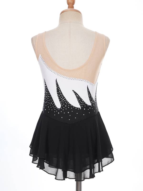 Kids Girls Shiny Rhinestone Sleeveless Figure Skating Leotard Dress thumb