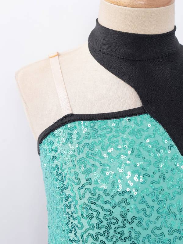 Kids Girls Sleeveless Sequins Mesh Lyrical Contemporary Dance Dress thumb
