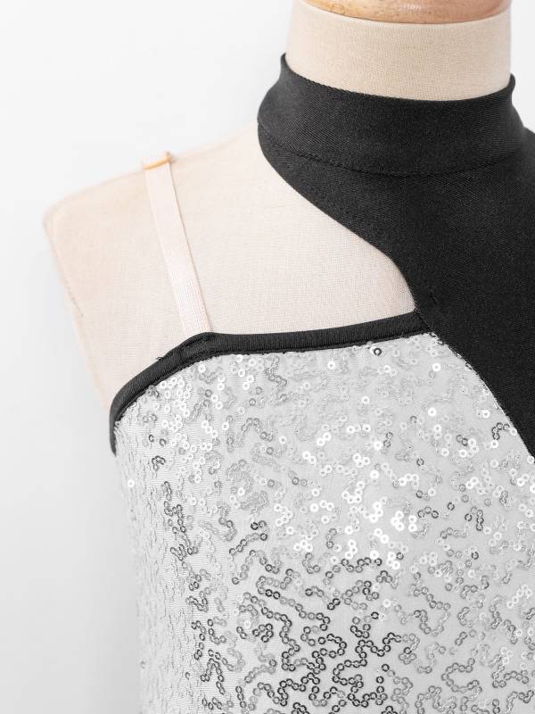 Kids Girls Sleeveless Sequins Mesh Lyrical Contemporary Dance Dress thumb