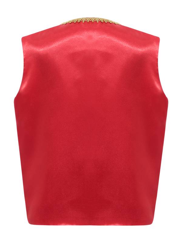 Kids Sleeveless Gold Lace Open Front Gothic Vest thumb