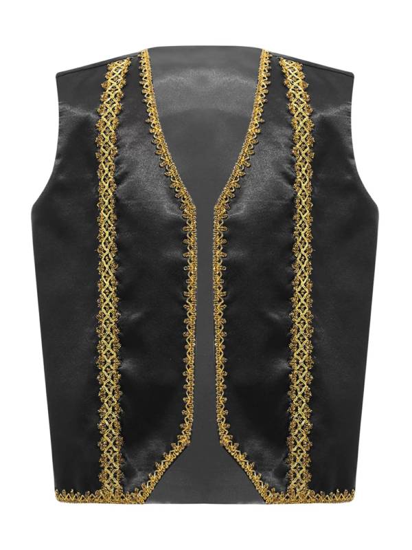 Kids Sleeveless Gold Lace Open Front Gothic Vest thumb