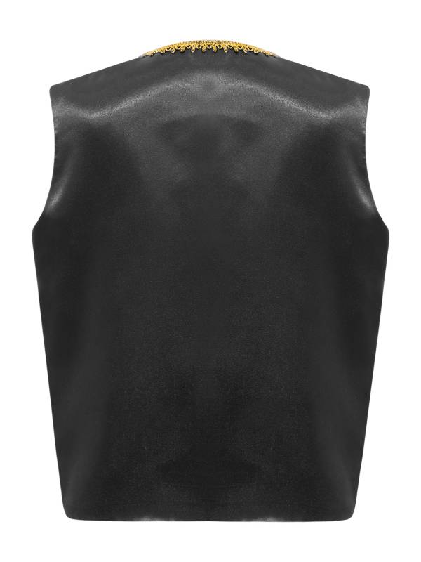 Kids Sleeveless Gold Lace Open Front Gothic Vest thumb