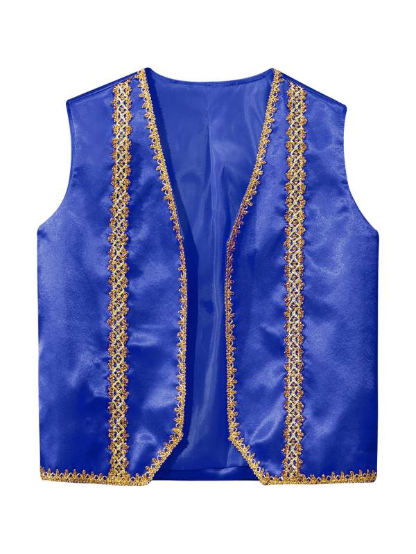 Kids Sleeveless Gold Lace Open Front Gothic Vest thumb
