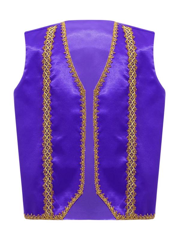 Kids Sleeveless Gold Lace Open Front Gothic Vest thumb