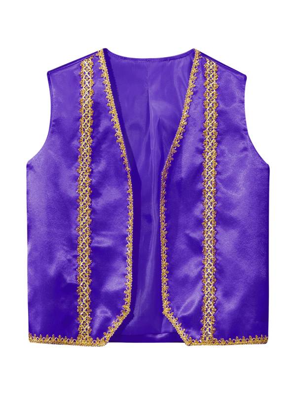 Kids Sleeveless Gold Lace Open Front Gothic Vest thumb