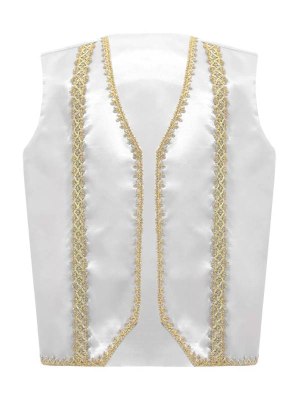 Kids Sleeveless Gold Lace Open Front Gothic Vest thumb