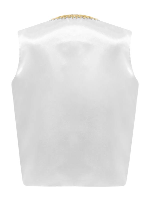 Kids Sleeveless Gold Lace Open Front Gothic Vest thumb