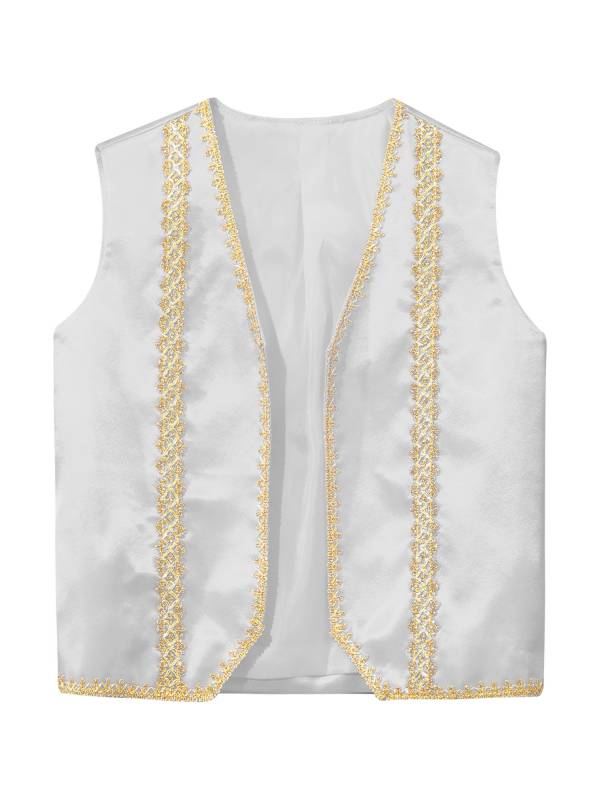 Kids Sleeveless Gold Lace Open Front Gothic Vest thumb
