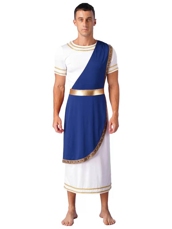 Men Short Sleeve Roman Robe Halloween Ancient Greek Toga Dress thumb