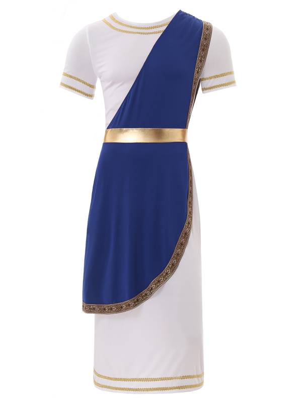 Men Short Sleeve Roman Robe Halloween Ancient Greek Toga Dress thumb