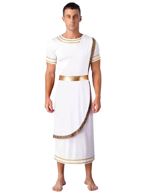 Men Short Sleeve Roman Robe Halloween Ancient Greek Toga Dress thumb