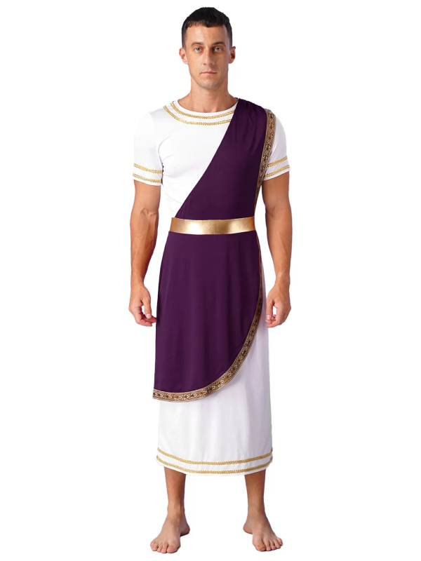 Men Short Sleeve Roman Robe Halloween Ancient Greek Toga Dress thumb