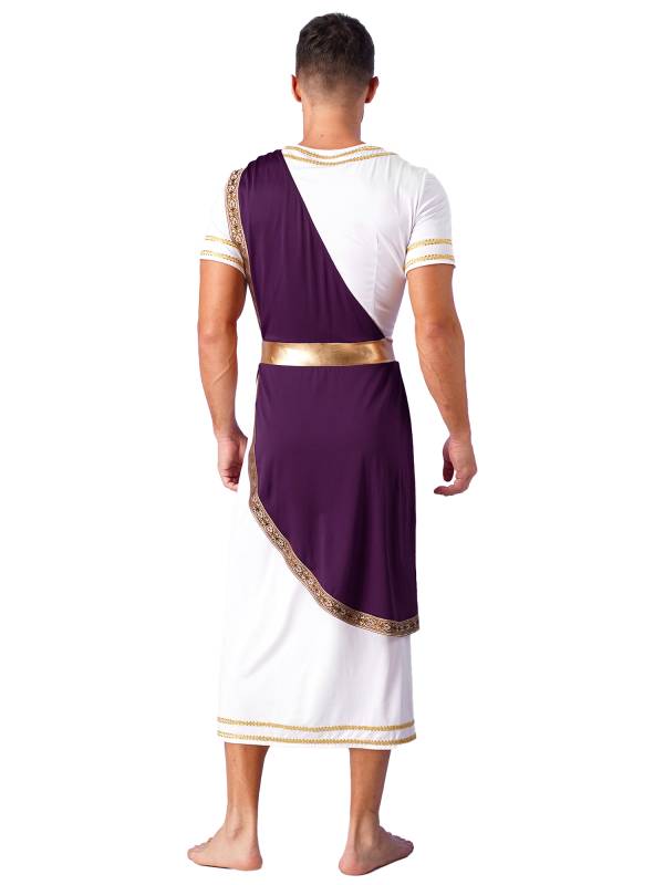 Men Short Sleeve Roman Robe Halloween Ancient Greek Toga Dress thumb