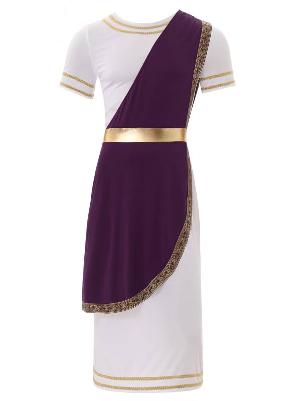 Men Short Sleeve Roman Robe Halloween Ancient Greek Toga Dress thumb