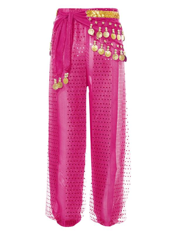 Kids Girls Sequined Chiffon Belly Dance Pants thumb