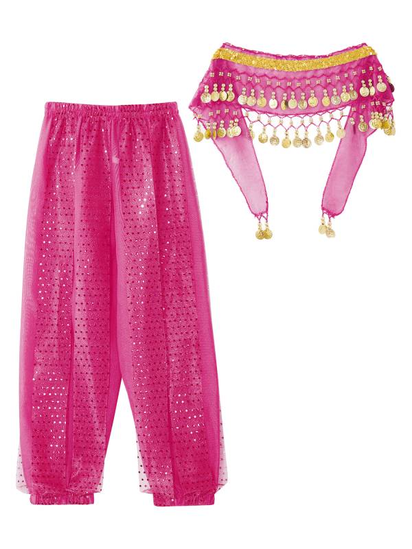 Kids Girls Sequined Chiffon Belly Dance Pants thumb