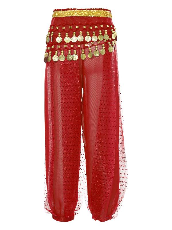 Kids Girls Sequined Chiffon Belly Dance Pants thumb