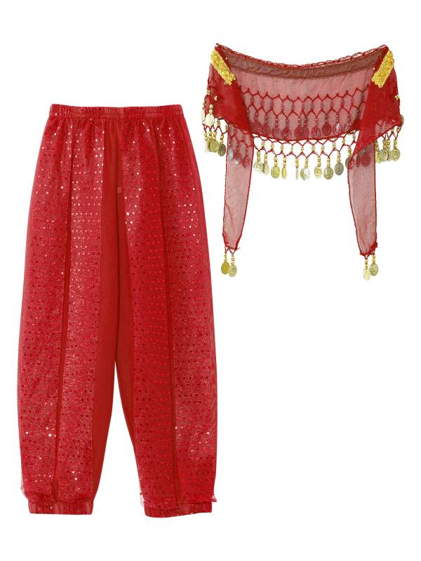 Kids Girls Sequined Chiffon Belly Dance Pants thumb