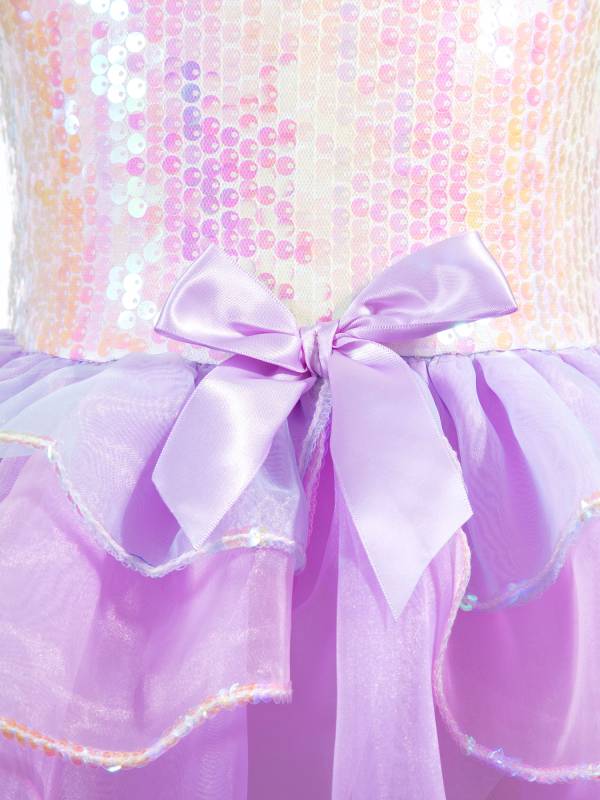 Kids Girls Sequins Bowknot Ballet Dance Leotard Tutu Dress thumb