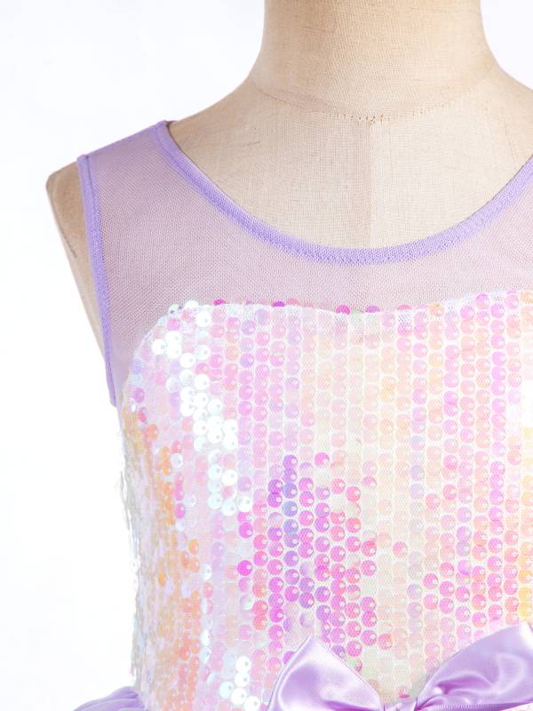 Kids Girls Sequins Bowknot Ballet Dance Leotard Tutu Dress thumb
