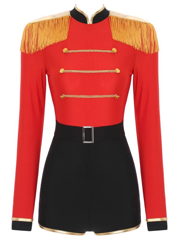Women Halloween Long Sleeve Fringe Circus Ringmaster Jumpsuit thumb