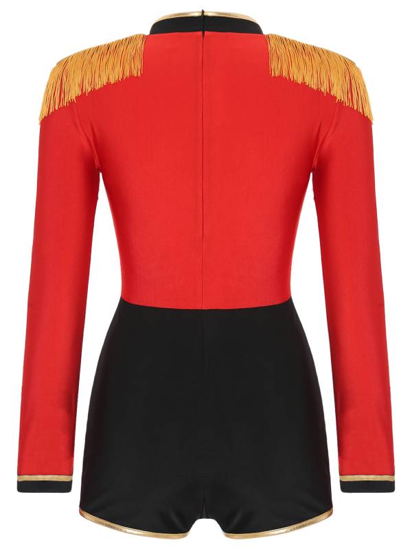 Women Halloween Long Sleeve Fringe Circus Ringmaster Jumpsuit thumb