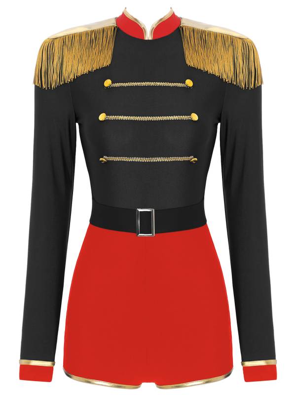 Women Halloween Long Sleeve Fringe Circus Ringmaster Jumpsuit thumb