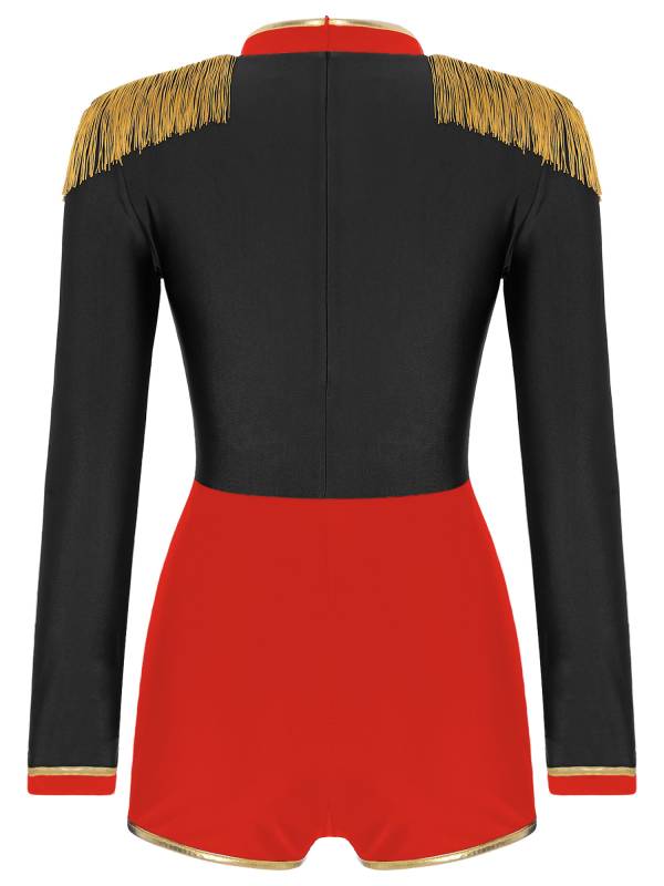 Women Halloween Long Sleeve Fringe Circus Ringmaster Jumpsuit thumb