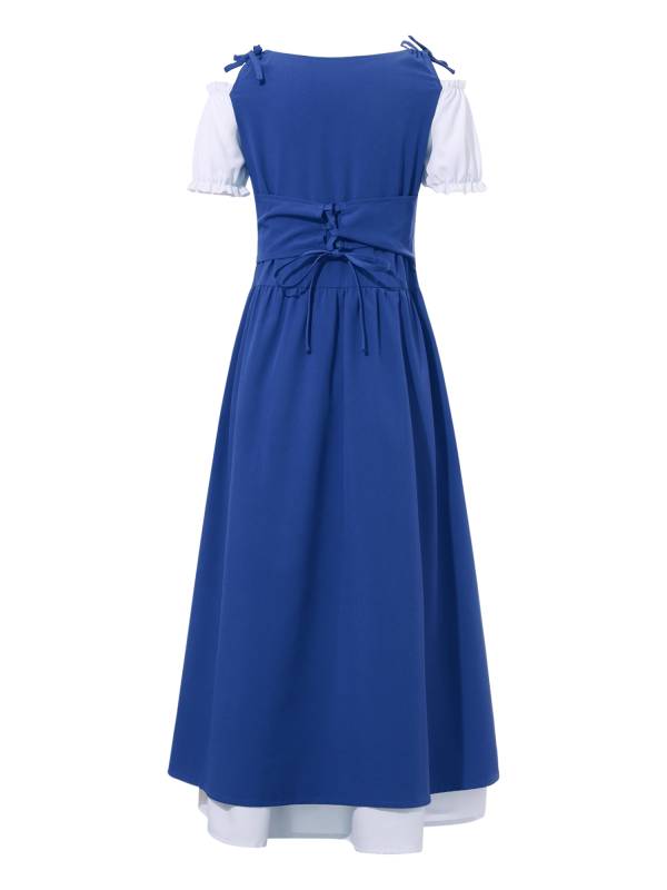 Kids Girls Medieval Renaissance Costume Short Sleeve  Ruffle Dress thumb