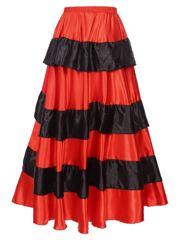 Women Tiered Ruffles Flamenco Dance Skirt thumb