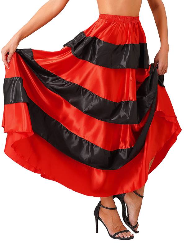 Women Tiered Ruffles Flamenco Dance Skirt thumb