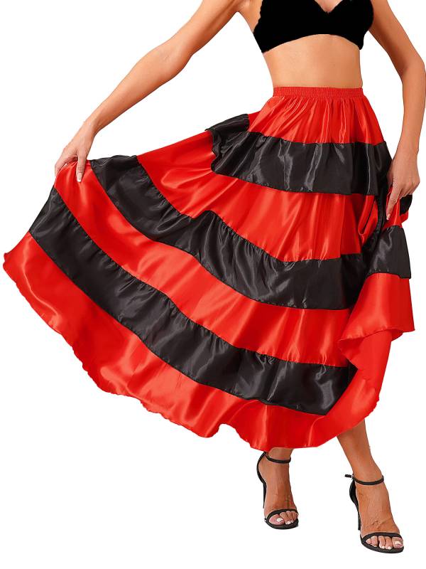 Women Tiered Ruffles Flamenco Dance Skirt thumb