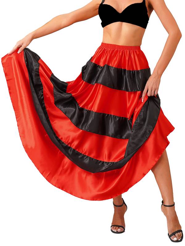 Women Tiered Ruffles Flamenco Dance Skirt thumb