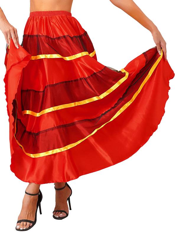 Women Tiered Ruffles Flamenco Dance Skirt thumb