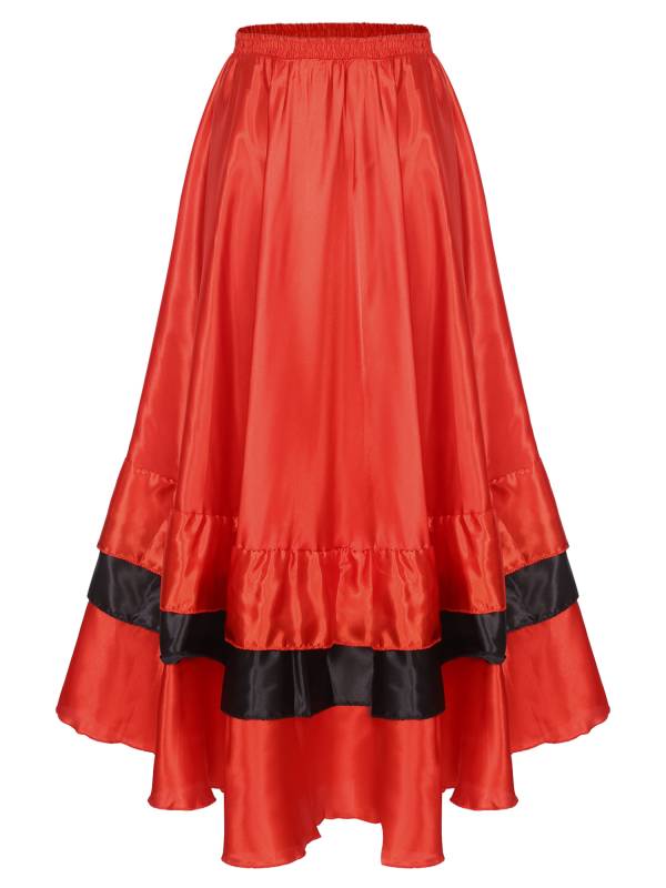 Women Tiered Ruffles Flamenco Dance Skirt thumb