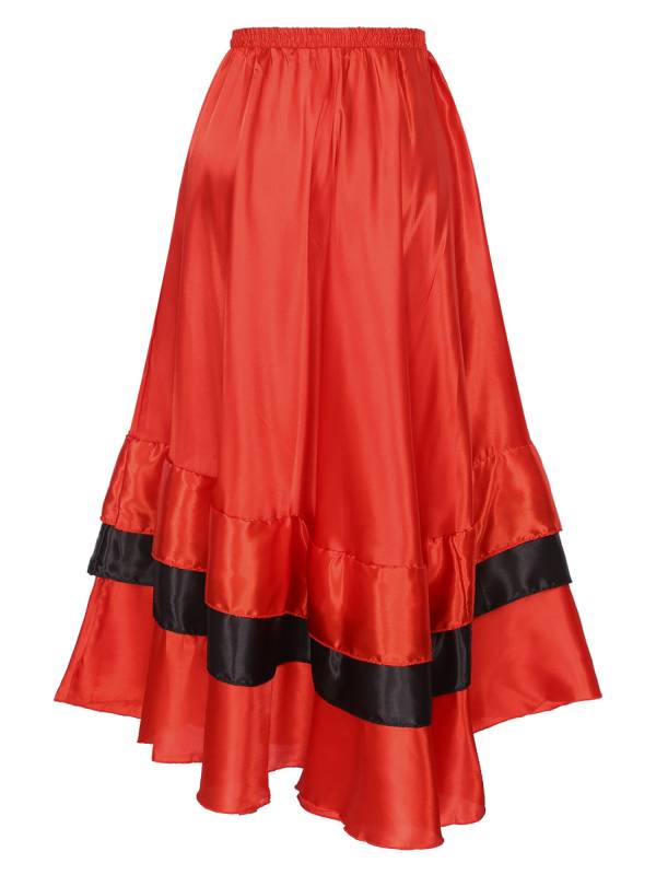 Women Tiered Ruffles Flamenco Dance Skirt thumb