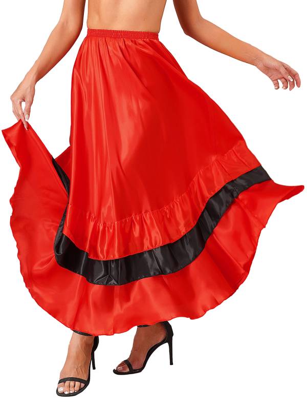 Women Tiered Ruffles Flamenco Dance Skirt thumb