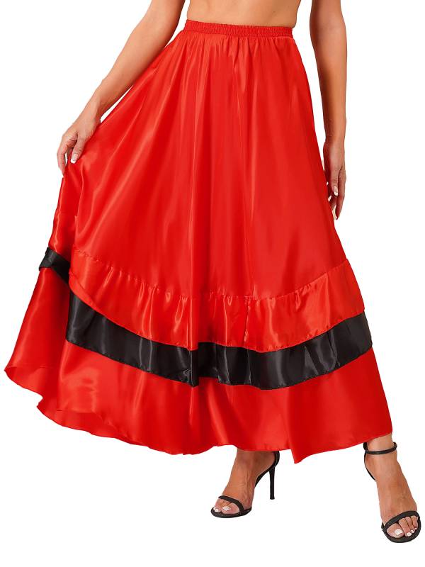 Women Tiered Ruffles Flamenco Dance Skirt thumb