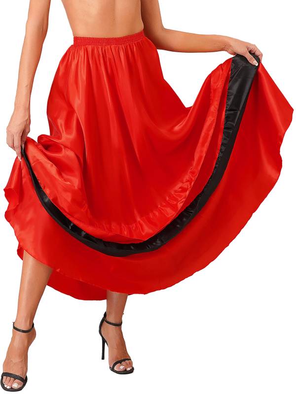 Women Tiered Ruffles Flamenco Dance Skirt thumb