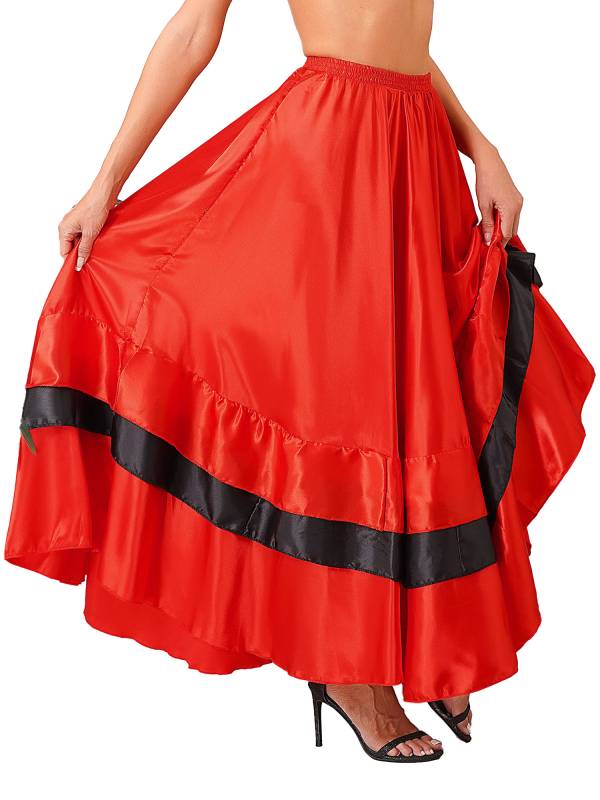 Women Tiered Ruffles Flamenco Dance Skirt thumb
