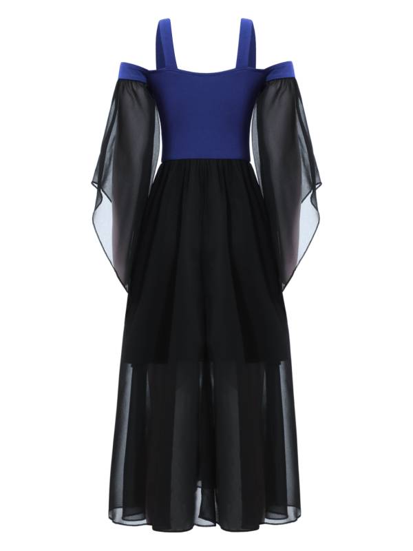 Kids Girls Cold Shoulder Halloween Medieval Renaissance Gothic Dress thumb