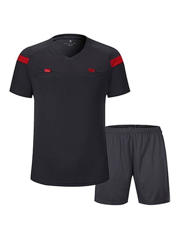 Men Two-Piece Short Sleeve T-shirt with Shorts Soccer Referee Uniform thumb