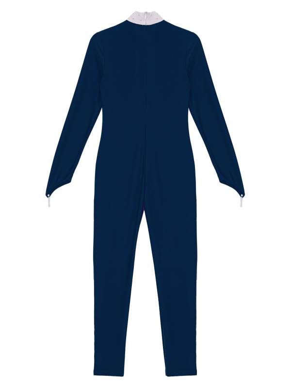 Kids Girls Sequined Rhinestone Long Sleeve Figure Skating Unitard thumb