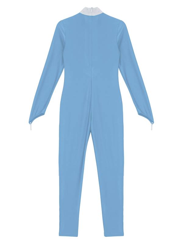 Kids Girls Sequined Rhinestone Long Sleeve Figure Skating Unitard thumb